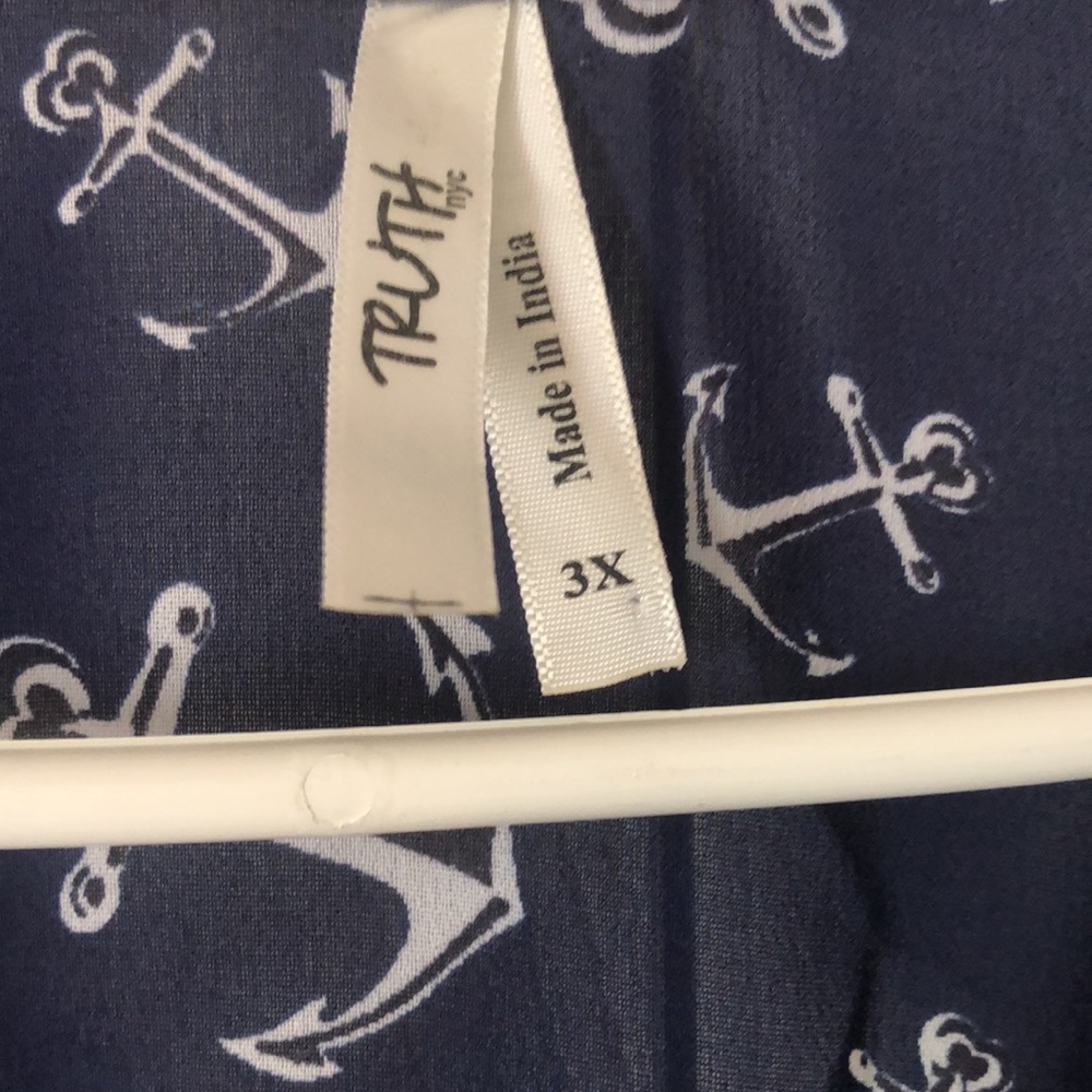 Woman’s spring blue & white peasant truth anchor blouse - Picture 6 of 11